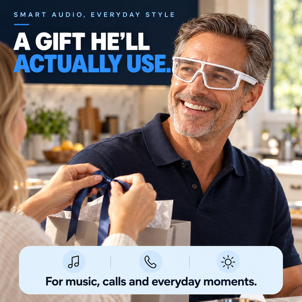 Practical smart audio glasses gift for a gadget-loving dad