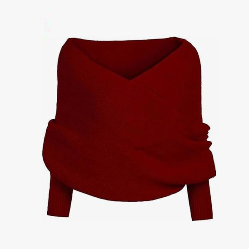 Womens Scarf with Sleeves Knit Wrap Sweater Cozy Crochet Cropped Shawl