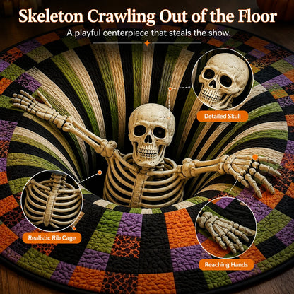 3D Skeleton Pit Halloween Illusion Round Rug