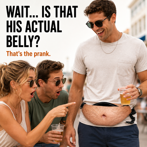 😂 Realistic Beer Belly Fanny Pack – Funny Hidden Waist Bag & Gag Gift