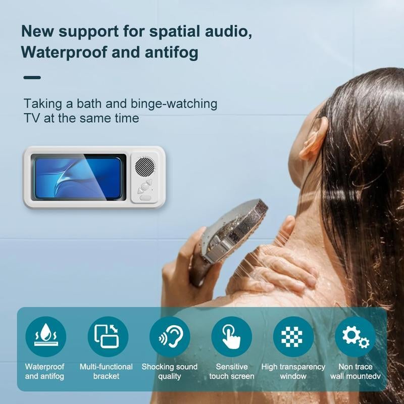Waterproof Shower Phone Holder with Bluetooth Speaker
