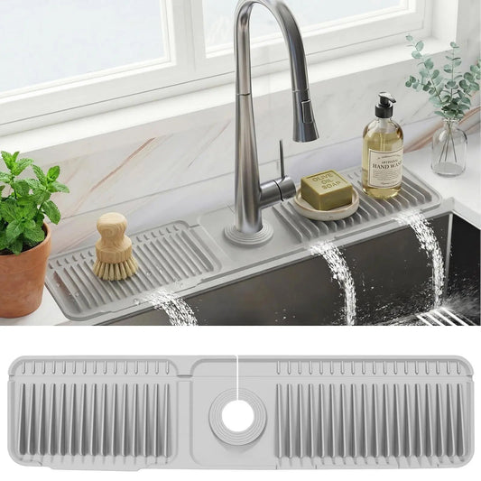 Adjustable Silicone Faucet Splash Guard Mat – Quick-Dry Sink Water Catcher for Kitchen & Bathroom