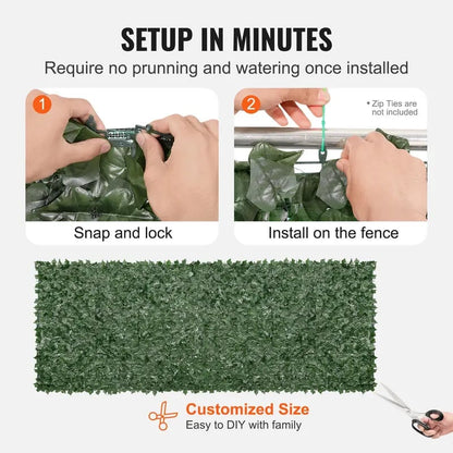 Artificial Ivy Privacy Fence Screen, Realistic Green Wall Fence with Mesh Backing & Reinforced Joints