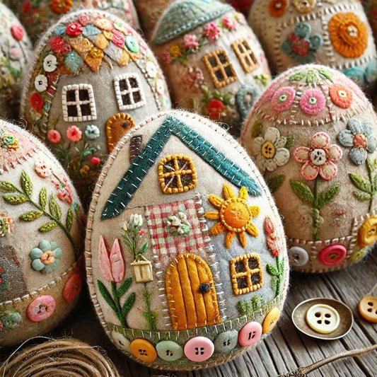 🏡LAST DAY SAEL 49% OFF!!✨🥚Patchwork Felt Egg House DIY Kit