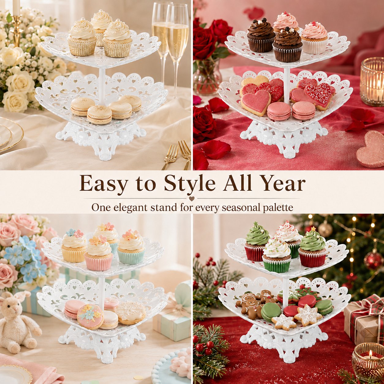 2-Tier Heart-Shaped Serving Stand