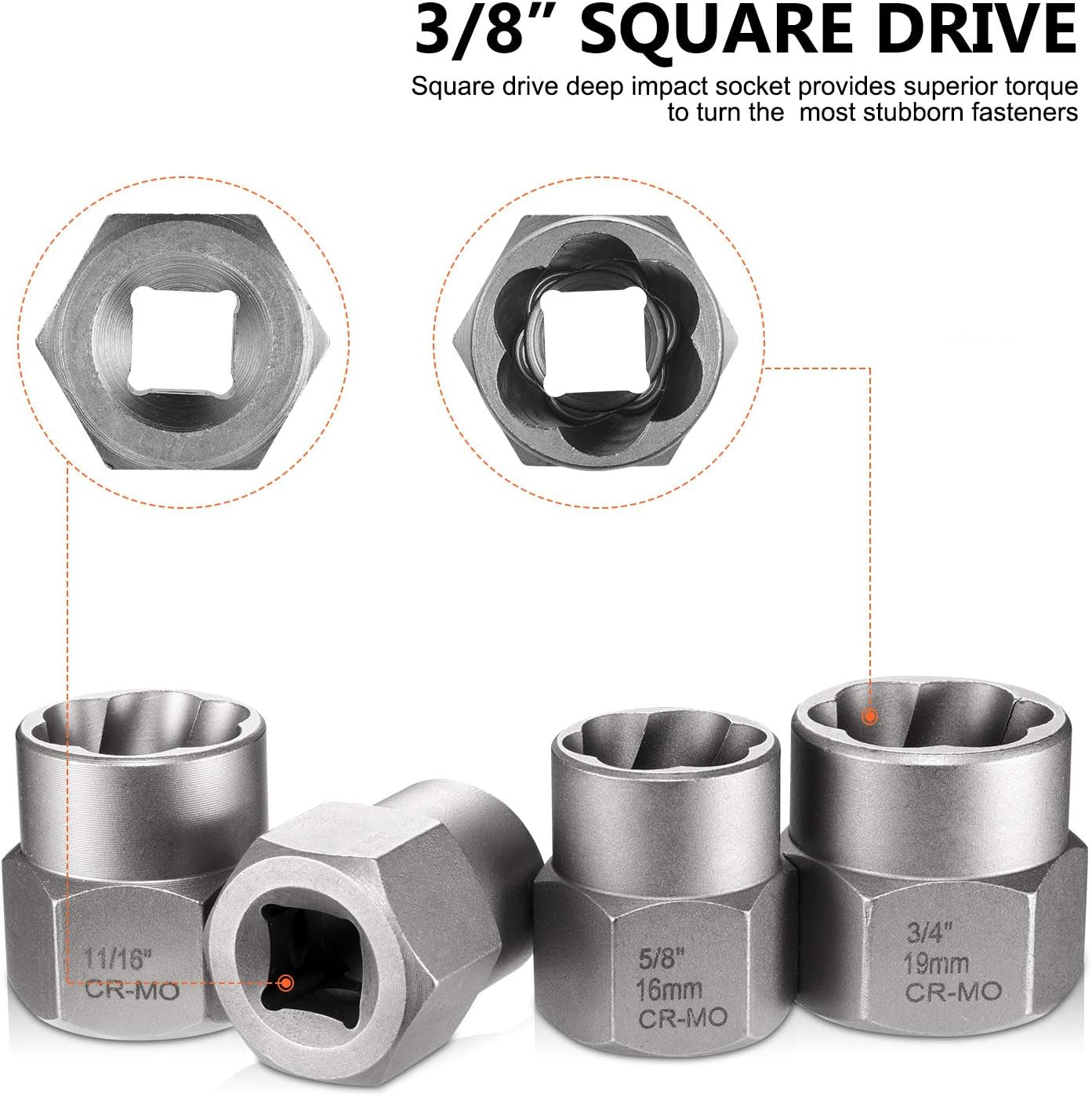 14 Pieces Impact Bolt & Nut Remover Set