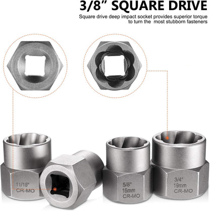 14 Pieces Impact Bolt & Nut Remover Set