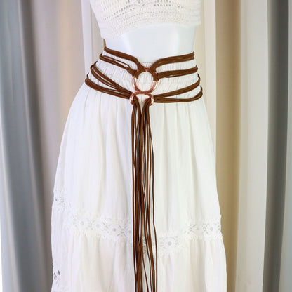 🔥Medieval Viking Braided Leather Belt Set, with Ring Buckle & Tassel Decorations