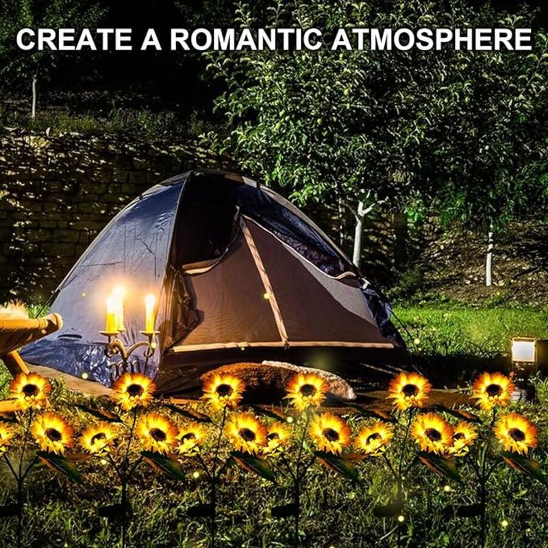 🌻2pcs Solar LED Sunflower Garden Lights, Realistic Night Glow for Yard, Lawn, Patio and Porch Decoration, Waterproof IP65