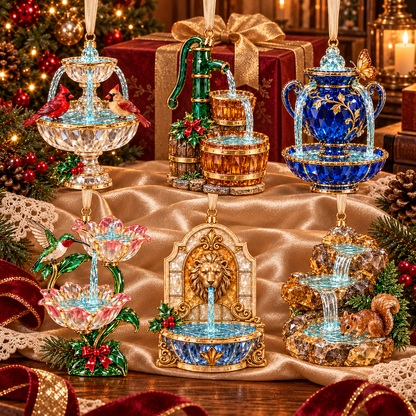 Vintage Crystal Fountain Christmas Ornaments – 6-Piece Enchanted Water Fountain Collection | Elegant Holiday Decorations & Unique Christmas Gifts 🎄✨