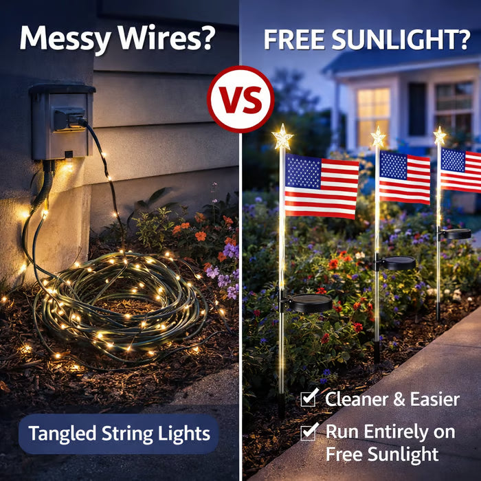 ✨Solar Flag Lights - 8 Modes Waterproof Outdoor Decorative Stake Lights