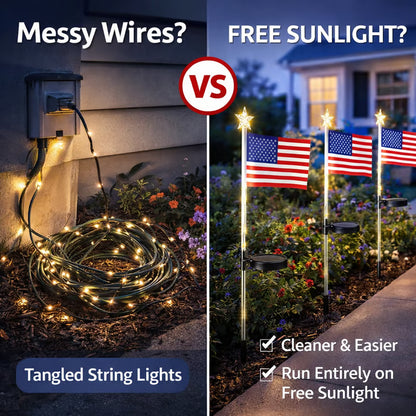 ✨Solar Flag Lights - 8 Modes Waterproof Outdoor Decorative Stake Lights