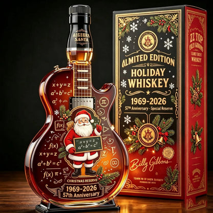 📦🎅🏼57th Anniversary Christmas Guitar Whiskey Decanter – Limited Edition Rock & Roll Collectible Gift