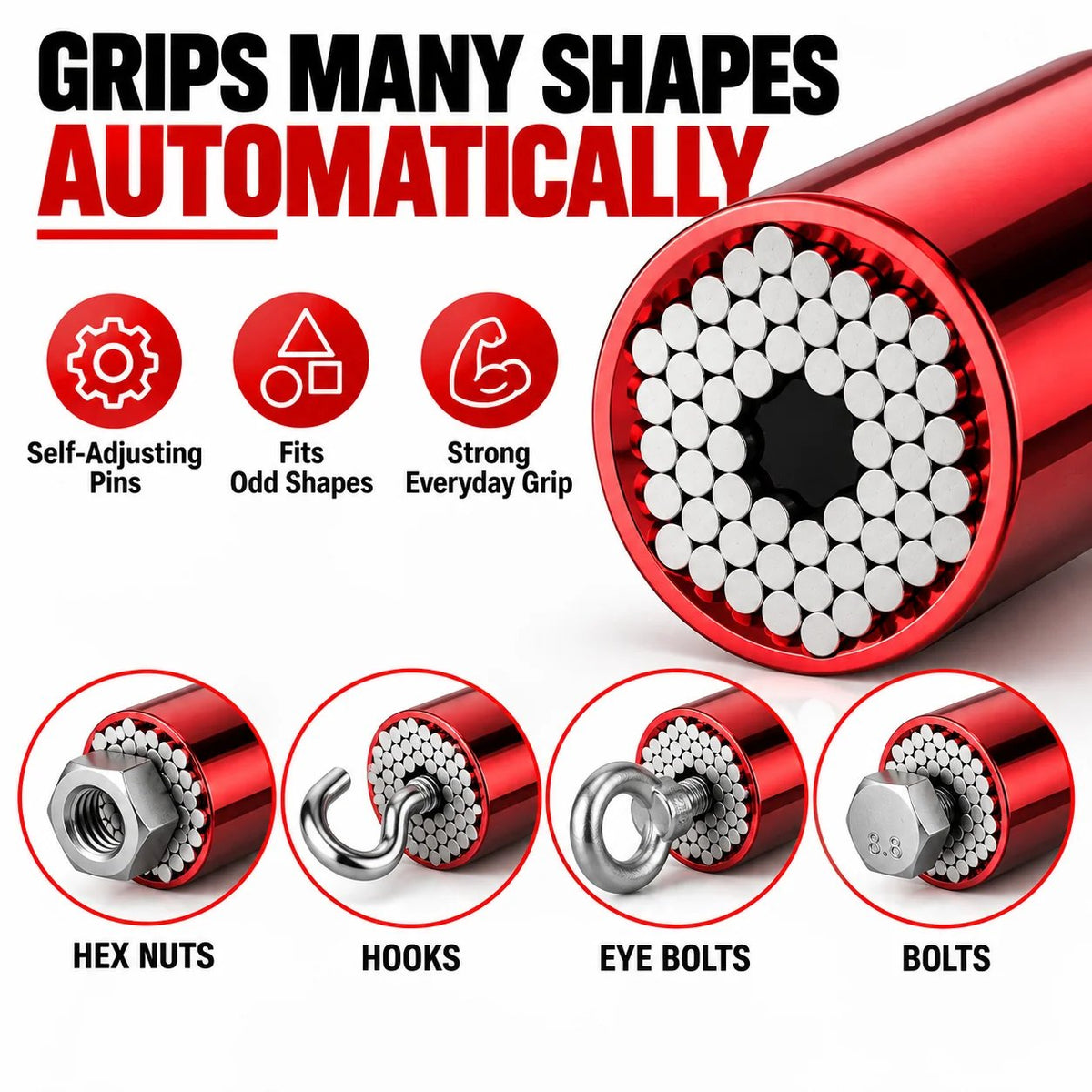 Universal Socket Tool – 7–19mm Self-Adjusting Grip Socket with Drill Adapter