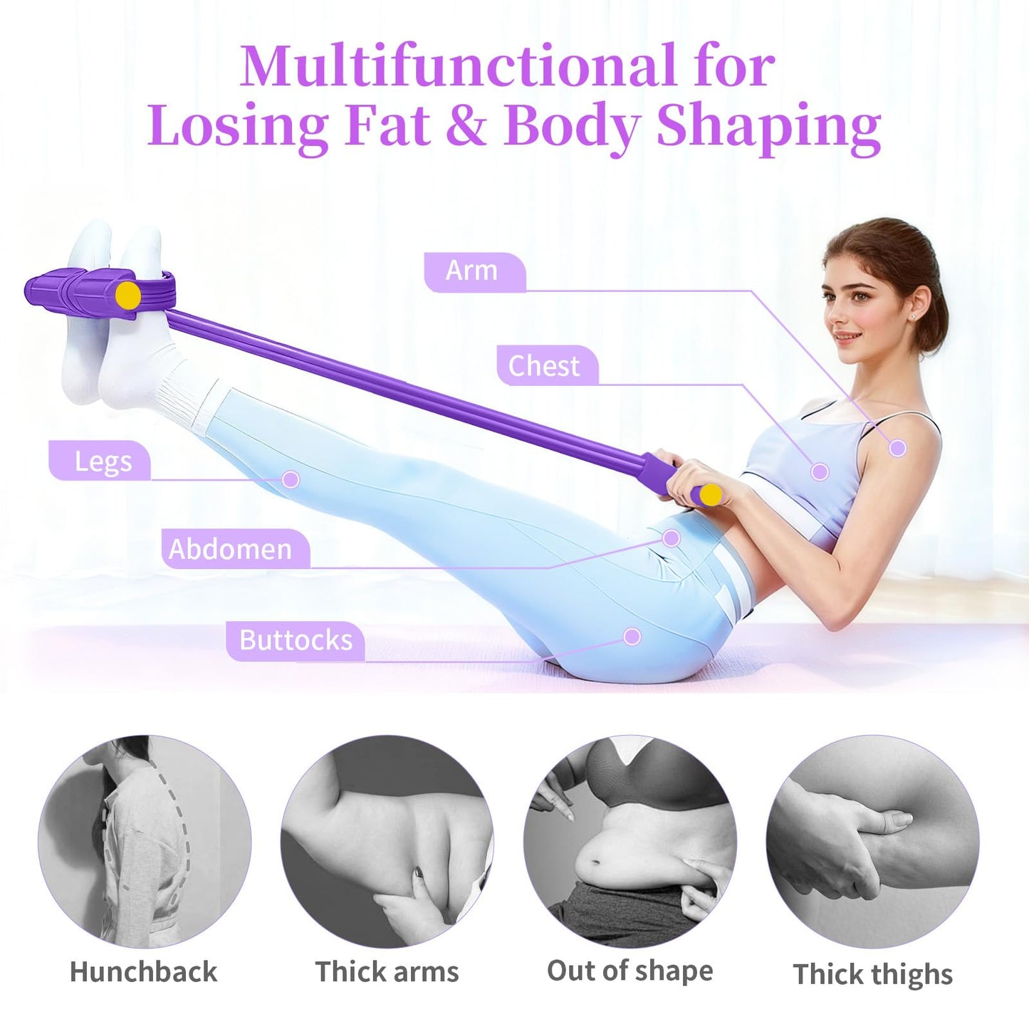 Multifunction Pedal Resistance Trainer with 6 Tubes