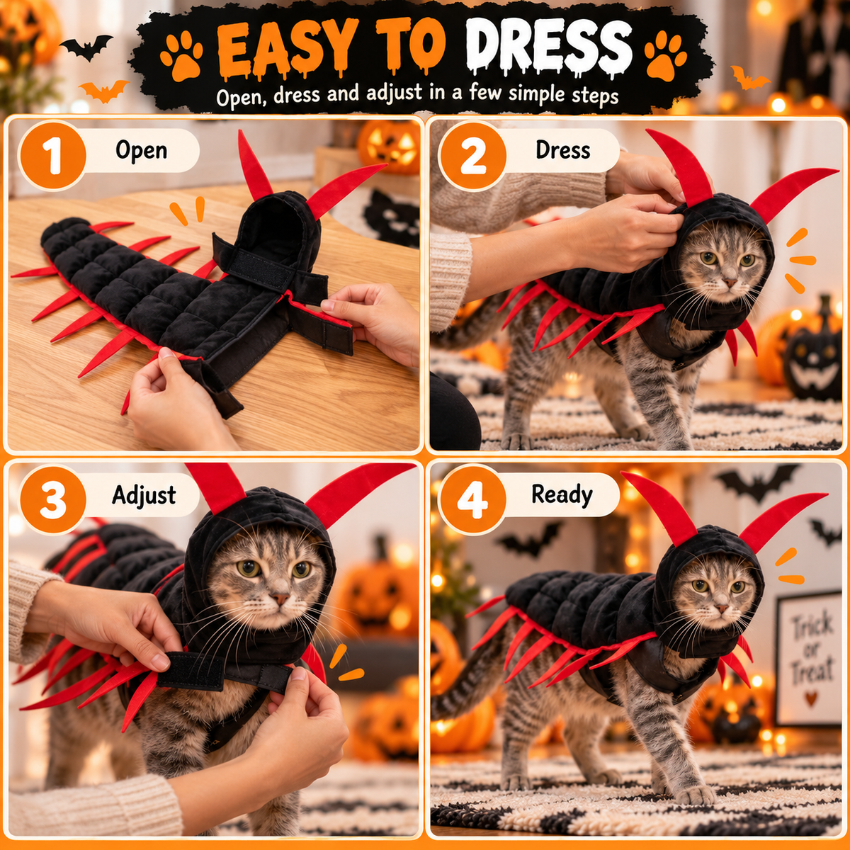 Halloween Cat And Centipede Costume