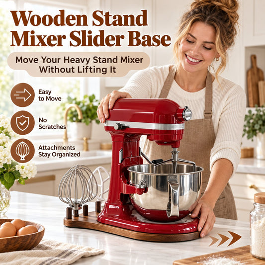 Wooden Stand Mixer Slider Base With Attachment Storage