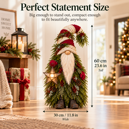 🔥Last Day 50%🎄 Light-Up Evergreen Christmas Gnome – Glowing Star Lantern Porch Decor