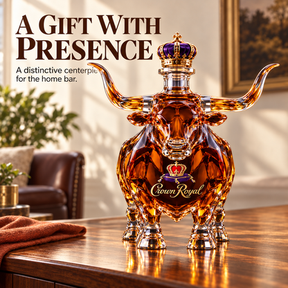 🐂 Texas Longhorn Collector’s Bottle 👑 Sculpted Display & Gift Box