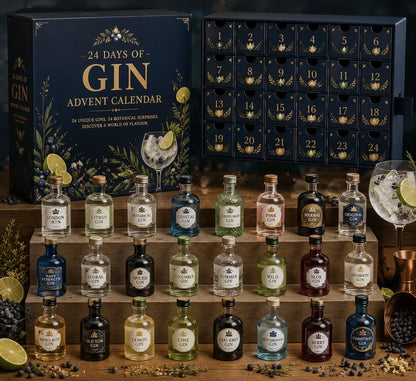 CHRISTMAS KICKOFF 49% OFF - 2026 Days of Gin Blind Box - 24-Day Festive Countdown, Gin Collectible Miniatures Blind Box - Gift For Gin Lovers