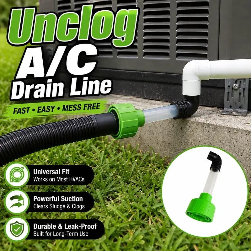 HVAC Condensate Drain Line Cleaning Adapter Clear Shop Vac Connector for Fast A/C Drain Clog Removal
