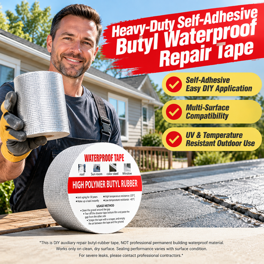 🛠️ Waterproof Self-Adhesive Butyl Repair Tape with Foil Backing 💧