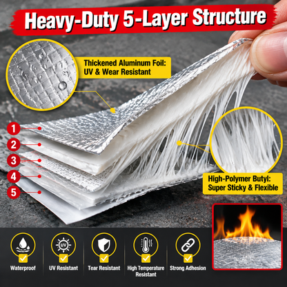🛠️ Waterproof Self-Adhesive Butyl Repair Tape with Foil Backing 💧