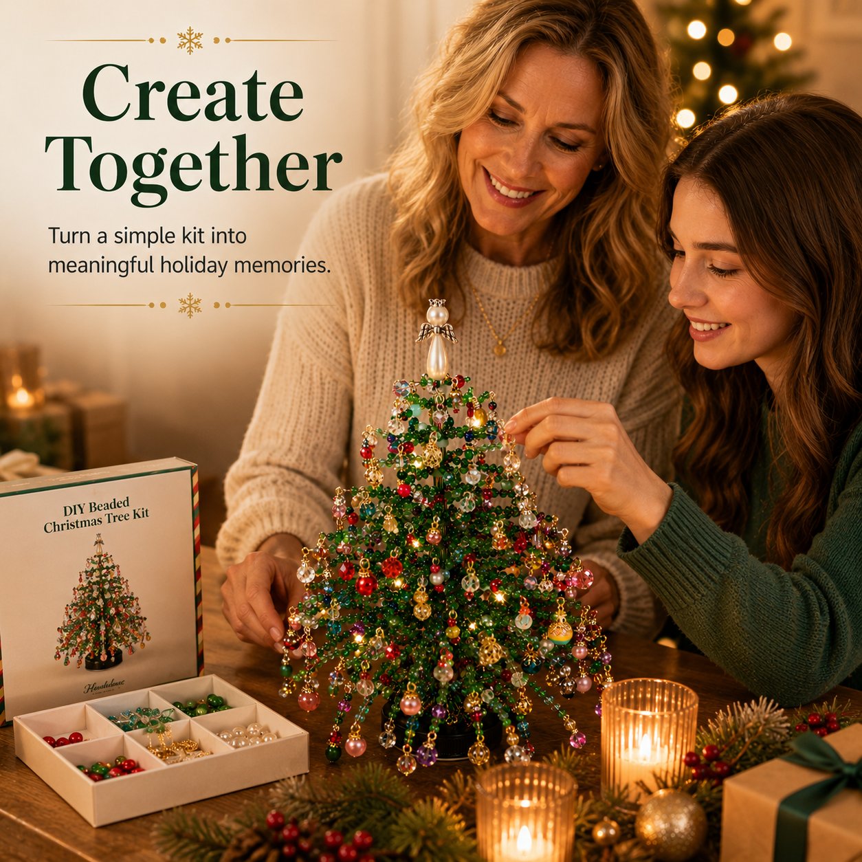 🎄✨ DIY Beaded Christmas Tree Kit – 🎅Create Your Own Sparkling Holiday Decoration