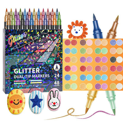 🔥Last Day Discount 49% Off🎨24/48/72/96 Colors Glitter Effect Brush Markers