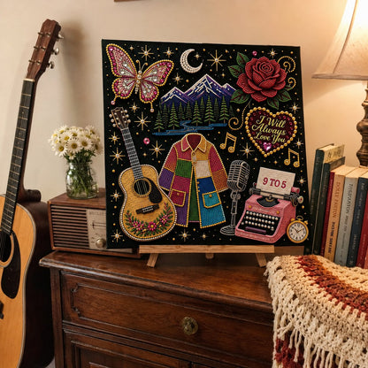 🎤 Premium 3D Pearl Dolly Country Music Tribute Art Kit | Luxury Flocked Canvas with Scratch-Resistant Non-Fading Acrylic Resin Pearls & Faceted Drills DIY Keepsake Decor 💎✨
