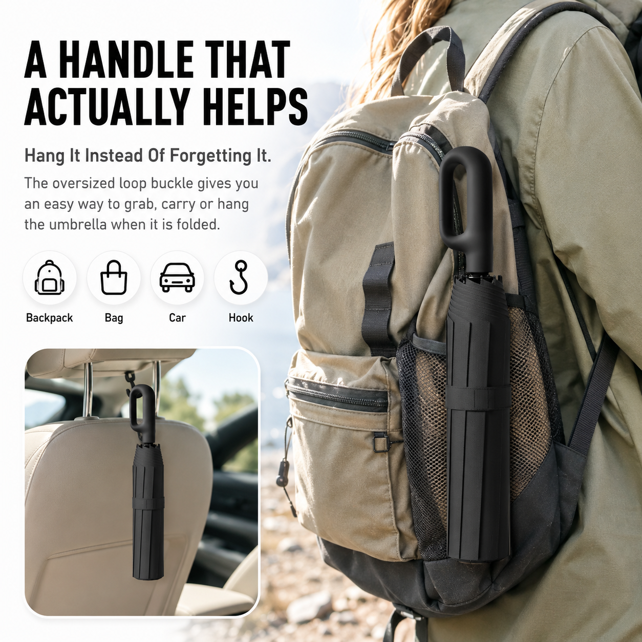 Automatic folding umbrella With buckle