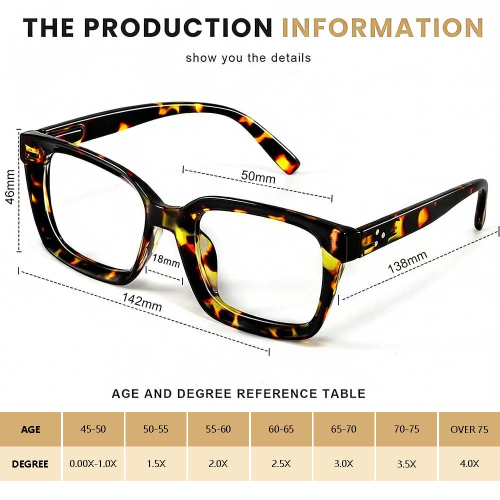 🔥Hot Sale-✨👓Tortoiseshell Reading Glasses – Blue Light Blocking Oversized Square Readers