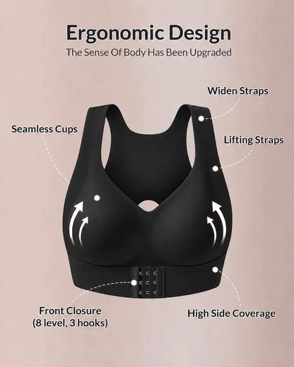 Cross Back Front Closure Wireless Posture Support Bra
