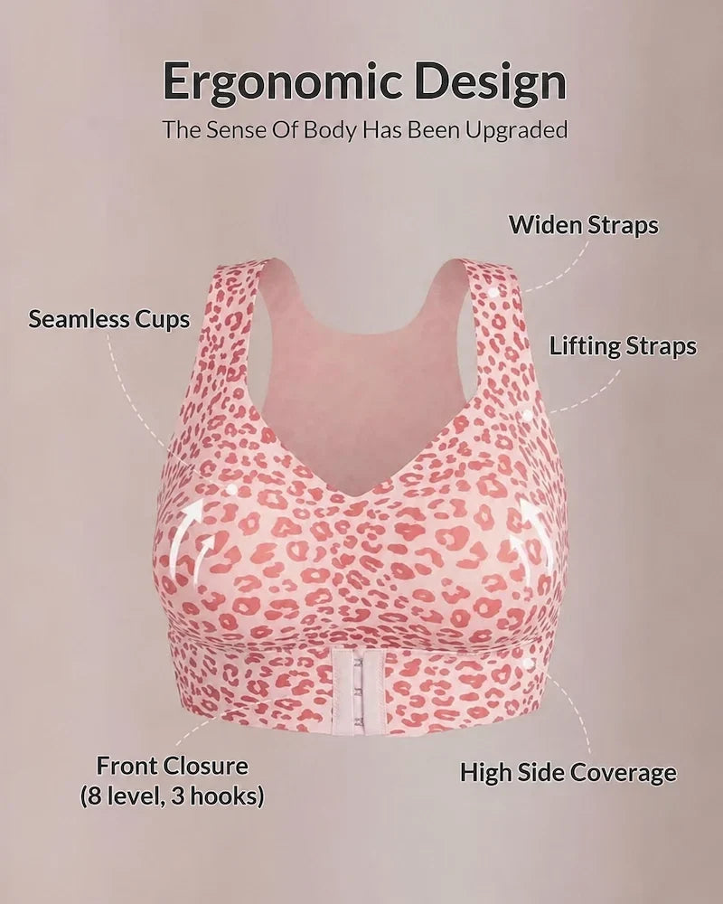 Cross Back Front Closure Wireless Posture Support Bra