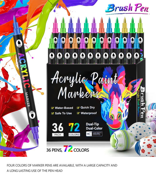 🔥Promotion-49%OFF - Dual Tip Acrylic Paint Pen Marker - 24/48/72 Colours