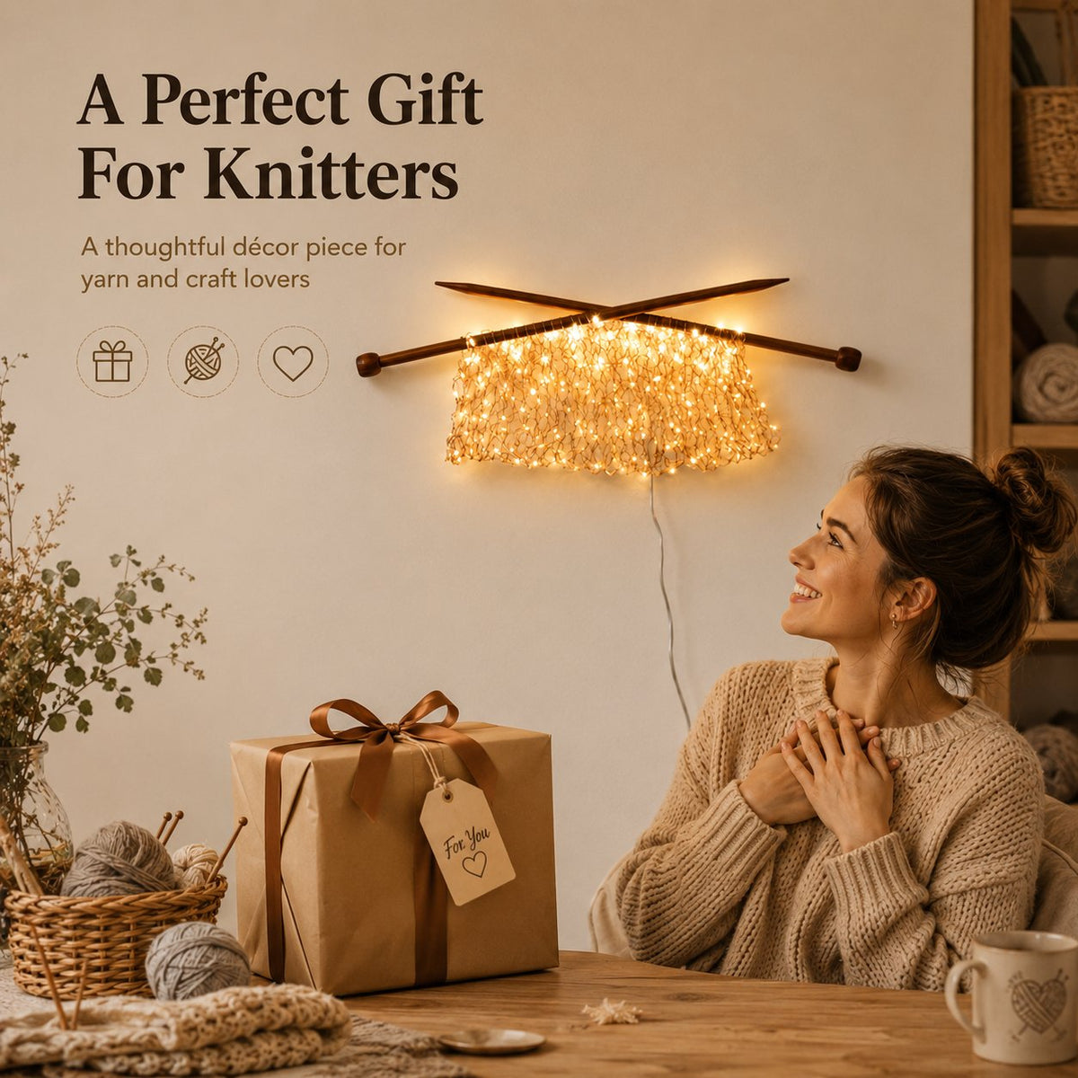 Knitting Needles Wall Light