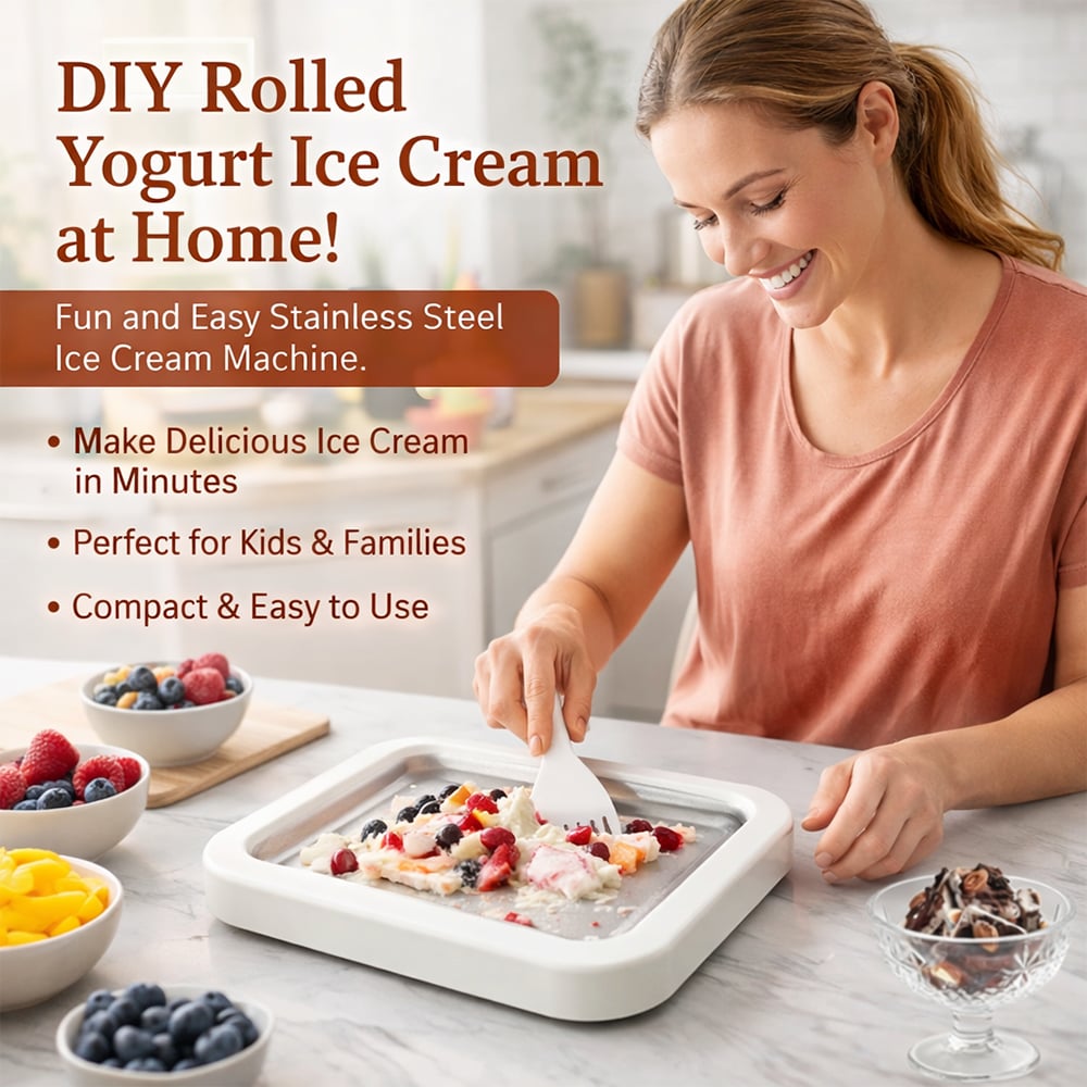 🍓 Food-Grade Stainless Steel Ice Cream Tray | Easy Clean