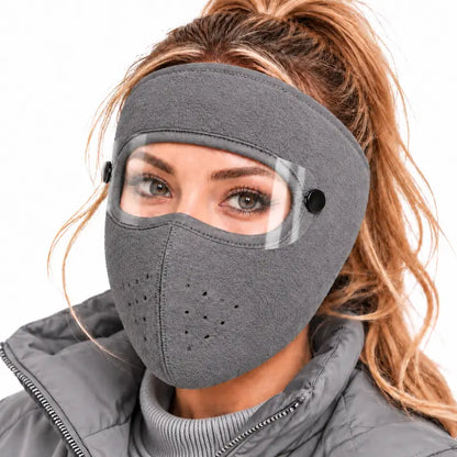 Winter protective face mask with detachable goggles, windproof and warm, fleece-lined—unisex