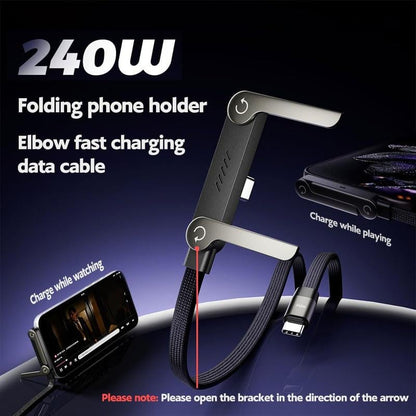 ⏰Last Day 49% OFF🔥🎁240W Super Fast Charging 2-in-1 Charging Cable & Phone Stand