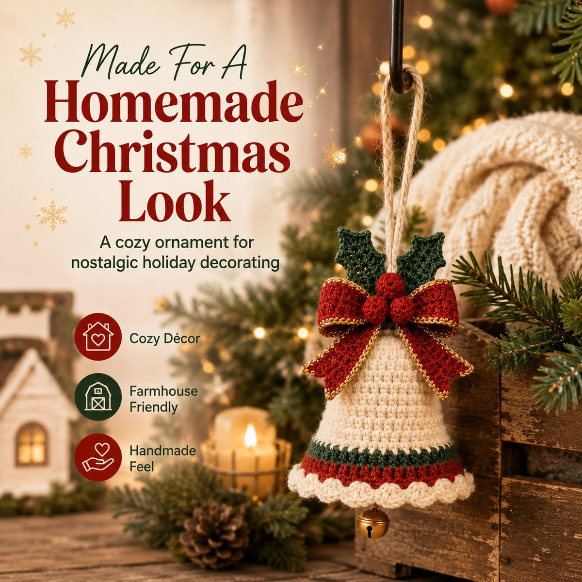 Crochet Christmas Bell Ornament