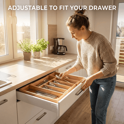 🥢 Bamboo Extendable Kitchen Drawer Organizer