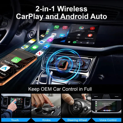 New CarPlay 2026 Wireless Adapter for iPhone/Android Apple 17 Orange Fast Connect No Delay Hands-Free Calling Electronic Charger CarPlay Adapter