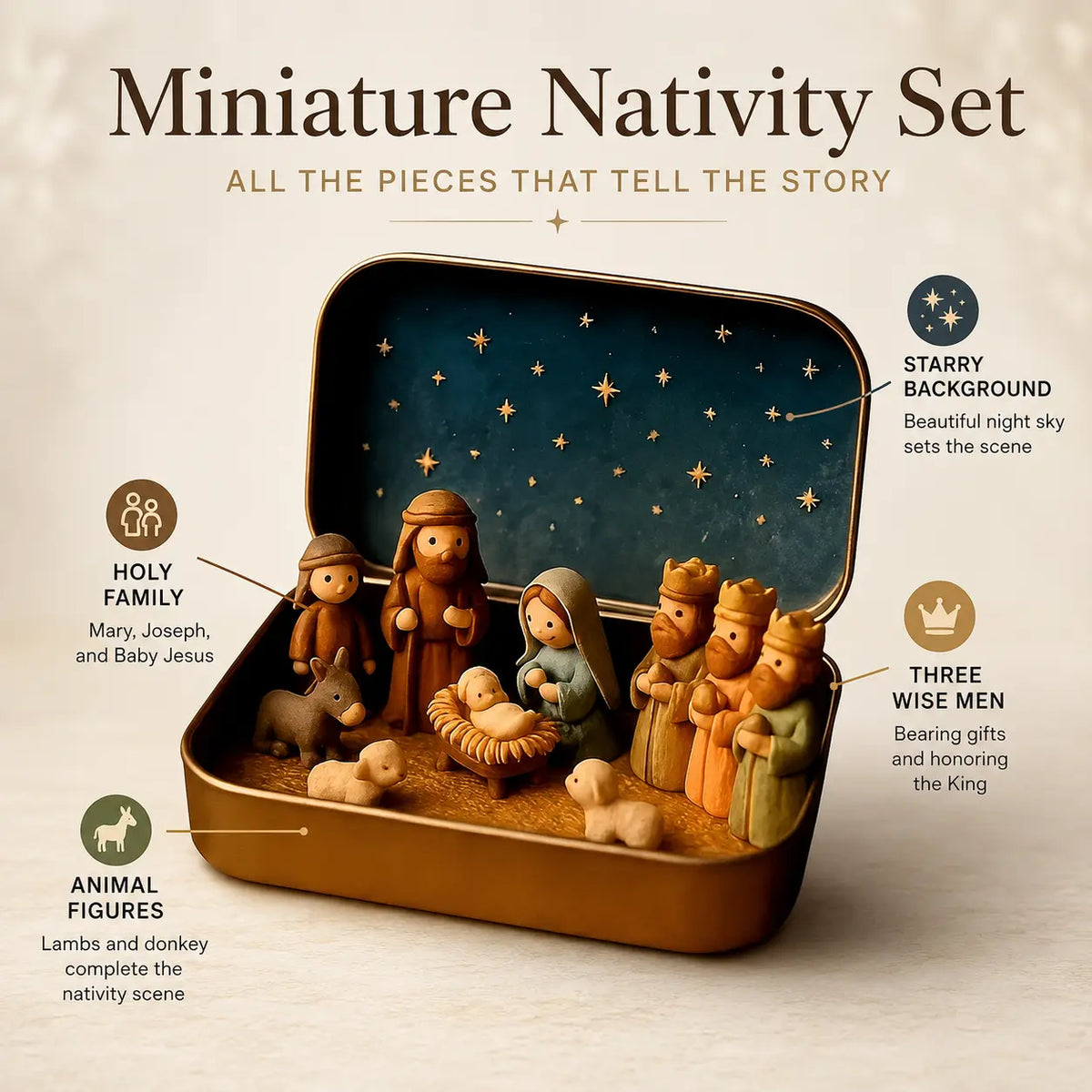 (🎁Last Day 49% OFF)🎄✝️Mini Christmas Nativity Set in a Tin Box