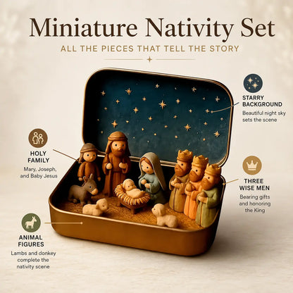 (🎁Last Day 49% OFF)🎄✝️Mini Christmas Nativity Set in a Tin Box