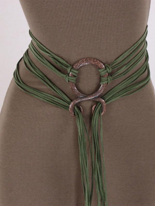 🔥Medieval Viking Braided Leather Belt Set, with Ring Buckle & Tassel Decorations