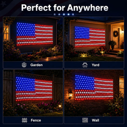 Solar American Flag Lights for Outdoor Patriotic Decorations