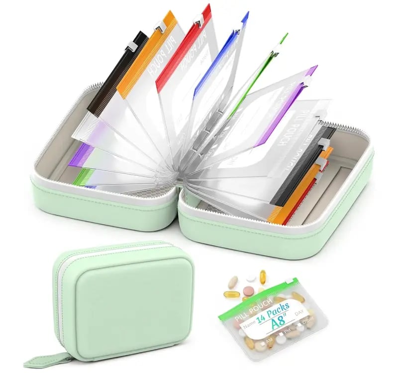 💊A8 Waterproof Pill Pouch Set – 7 Days of Meds & Vitamins💧Waterproof & Crush-Resistant Shell