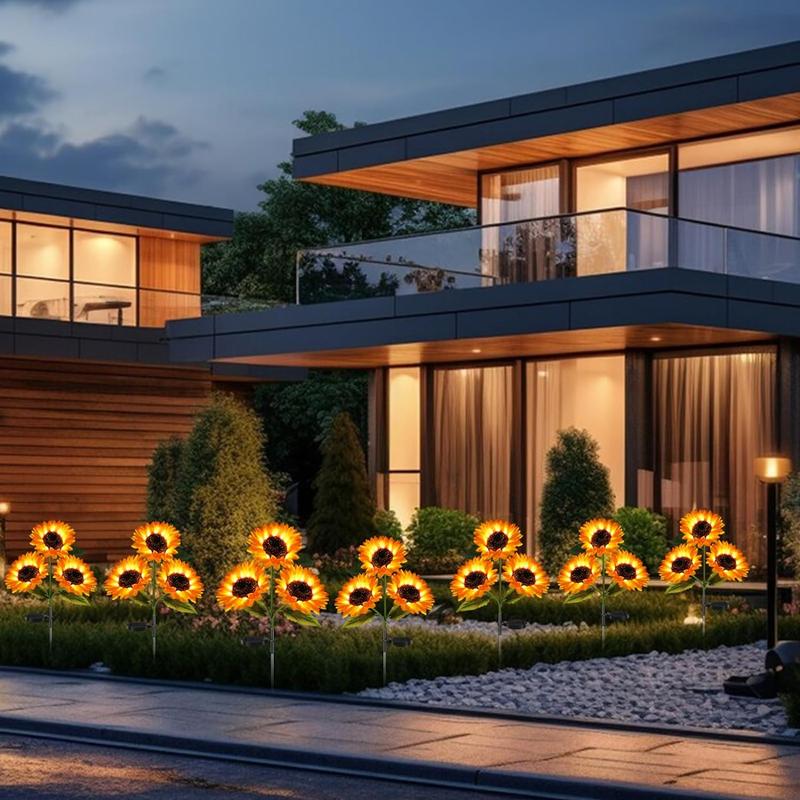 🌻2pcs Solar LED Sunflower Garden Lights, Realistic Night Glow for Yard, Lawn, Patio and Porch Decoration, Waterproof IP65