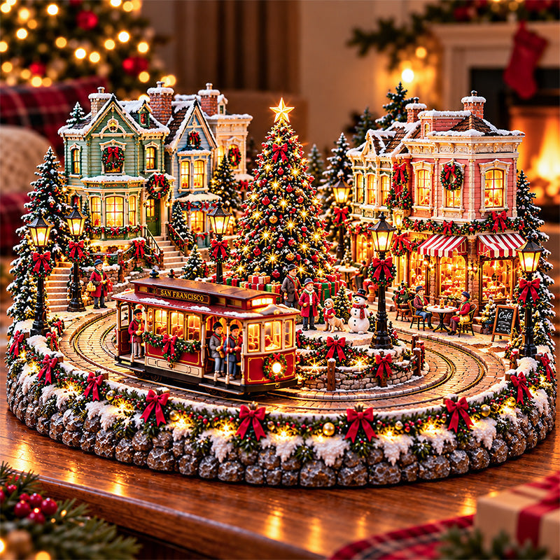 🔥 LAST DAY 50% OFF 🚋🎄 Christmas City Railway  – Lighted San Francisco Cable Car & Chicago Train Holiday Scenes