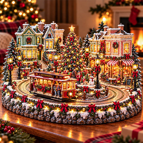 🔥 LAST DAY 50% OFF 🚋🎄 Christmas City Railway  – Lighted San Francisco Cable Car & Chicago Train Holiday Scenes